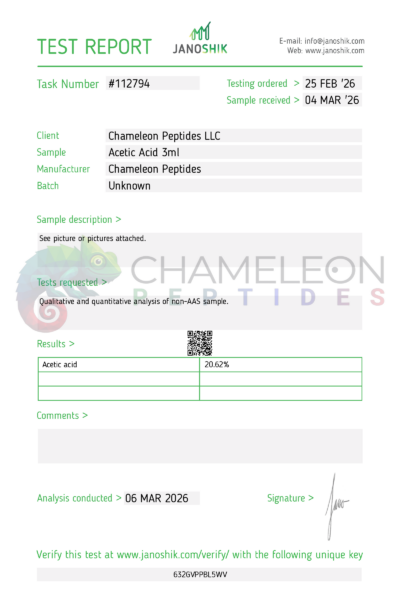 Acetic Acid Certificate of Analysis
